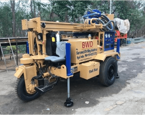 Borehole Drilling Rig Heavy Machinery On-Site Setup