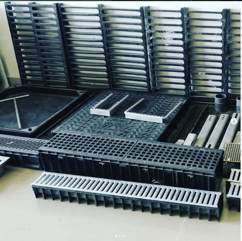 Variety of manhole covers and drainage products at Sydney Qatar office